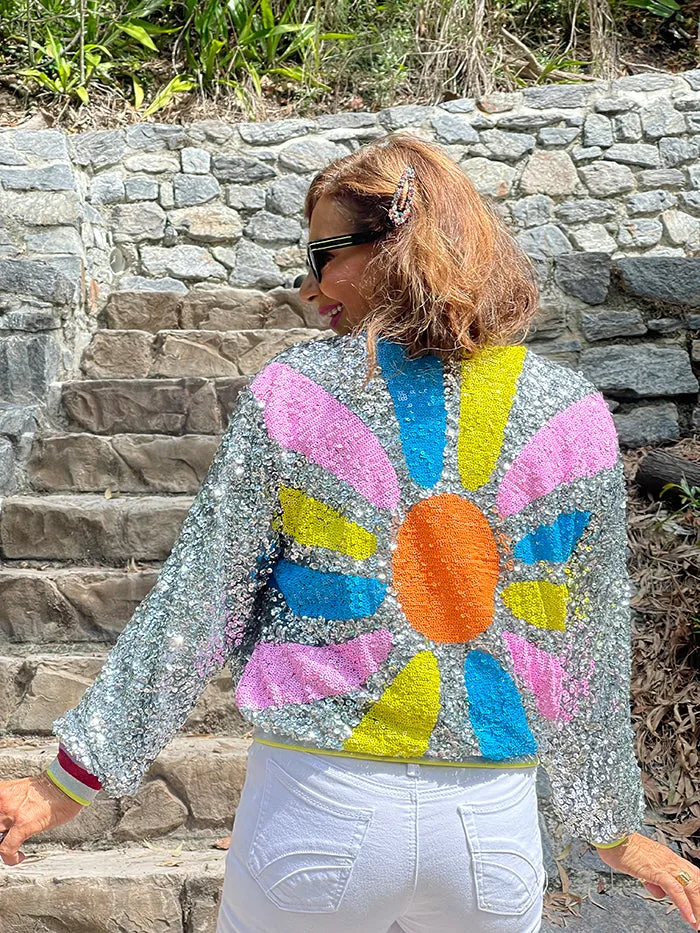 Hustler Sequin Bomber - Silver