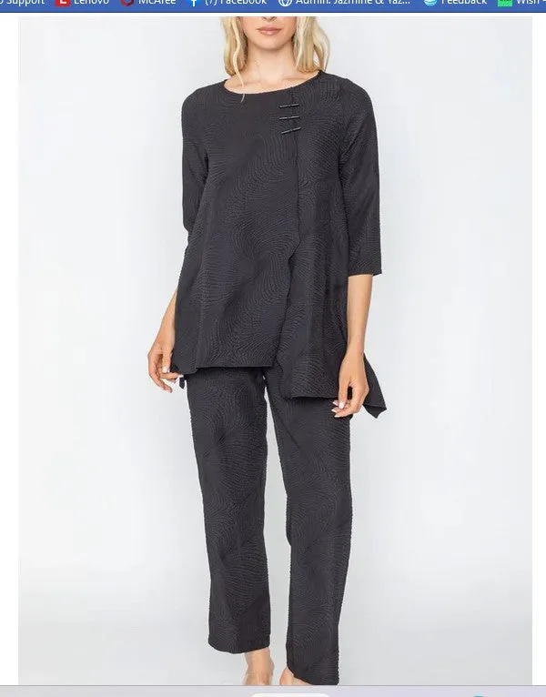 IC Collection 5718T 1PC 3/4 Length Sleeves Over Size Tunic Asymmetrical  Layered Tunic