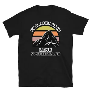 I'd Rather Be in Lenk Switzerland T-Shirt | Vintage Sunset Mountain