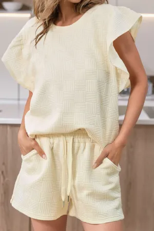 Jacoba Ruffled Round Neck Top and Drawstring Shorts Set