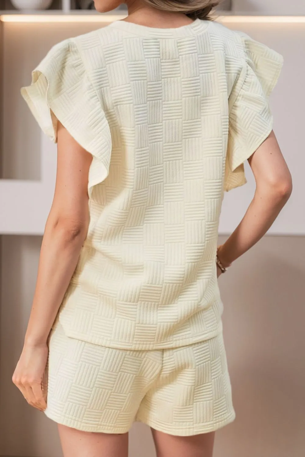 Jacoba Ruffled Round Neck Top and Drawstring Shorts Set