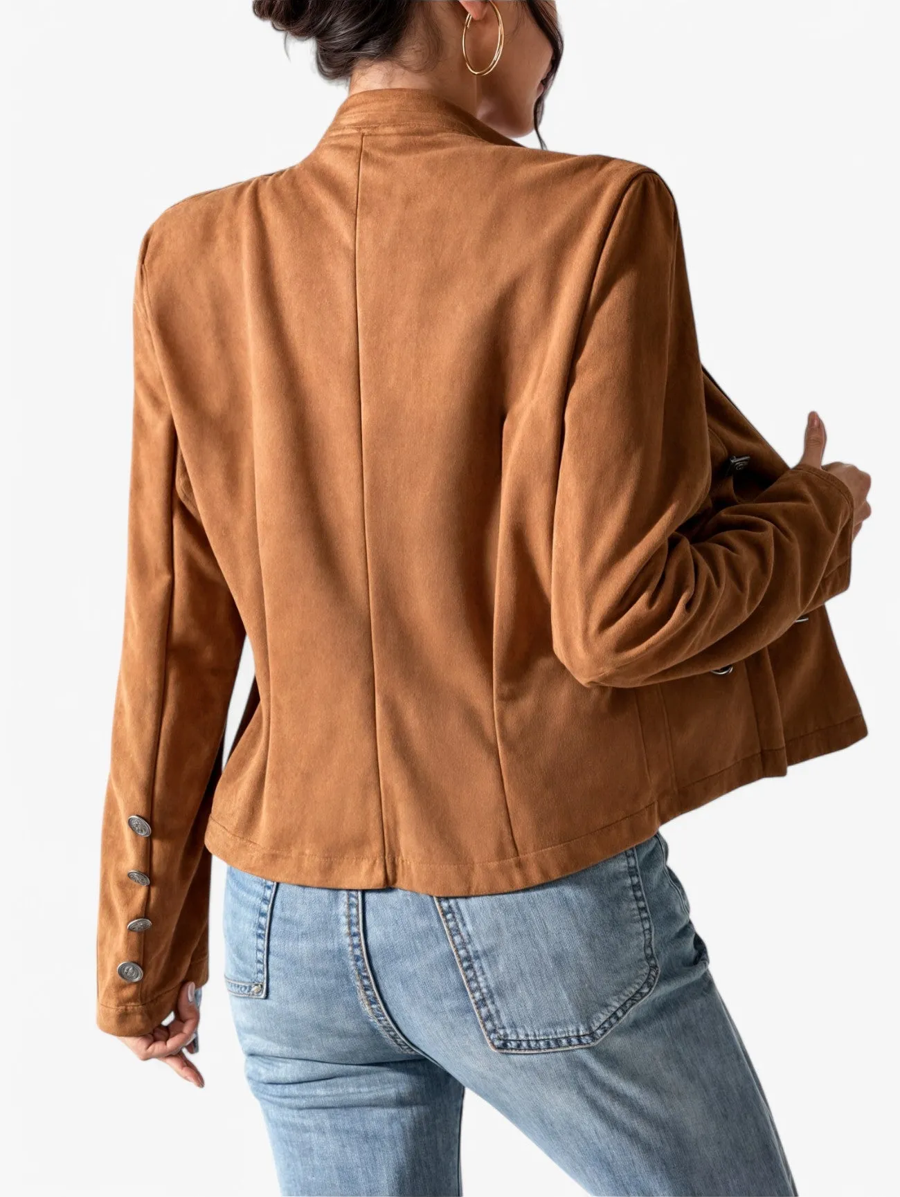 Jada | Women's Tailored Button-Up Blazer Military Short Coat Jacket