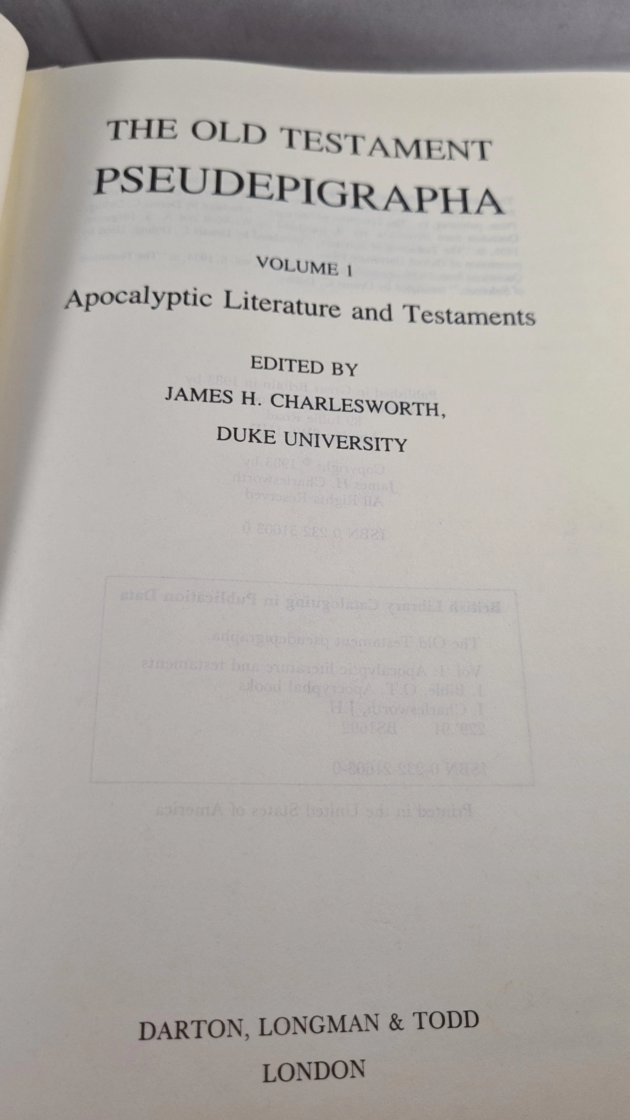James H Charlesworth - The Old Testament Pseudepigrapha Volume 1 & 2, Darton, 1983