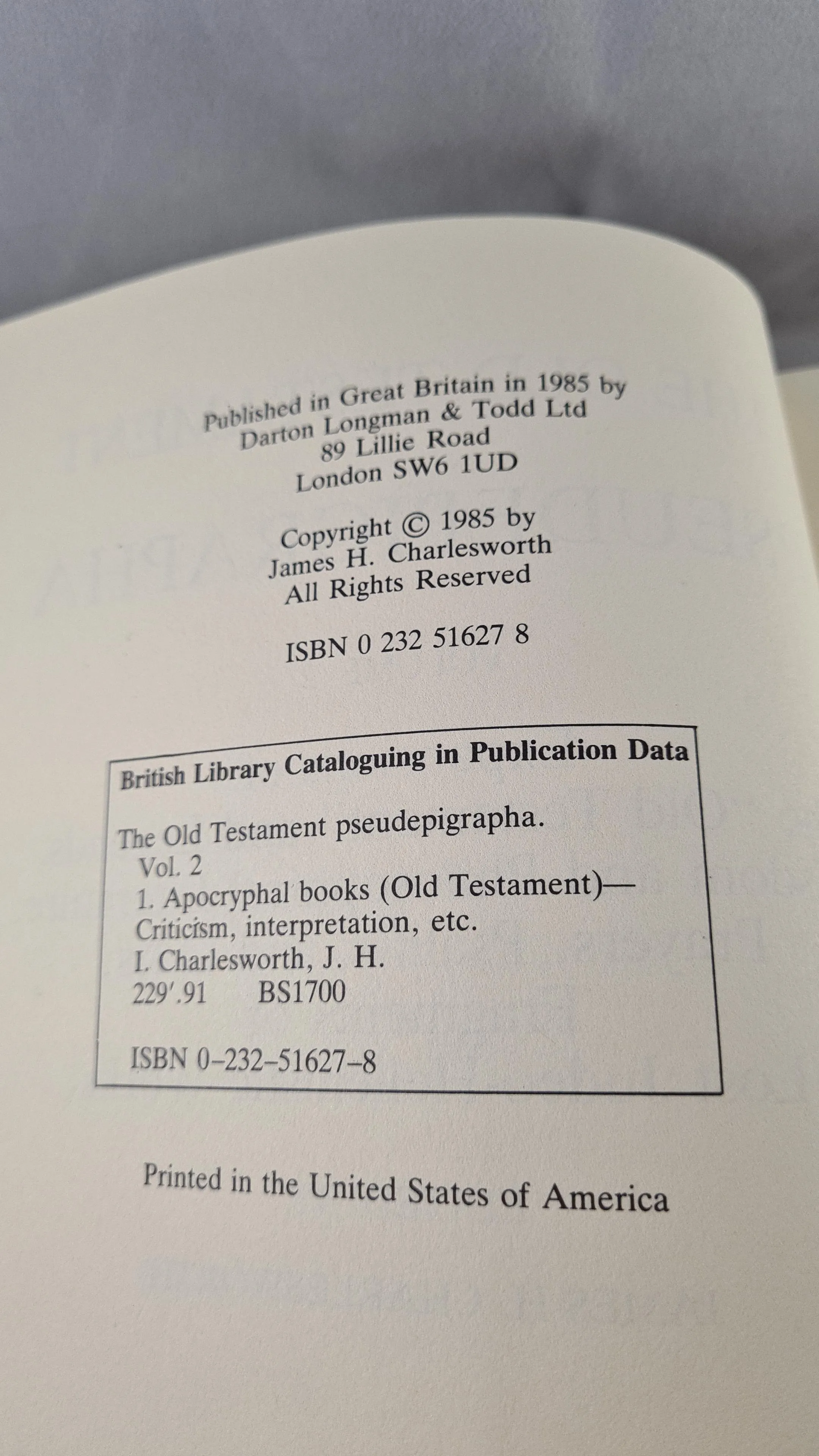James H Charlesworth - The Old Testament Pseudepigrapha Volume 1 & 2, Darton, 1983