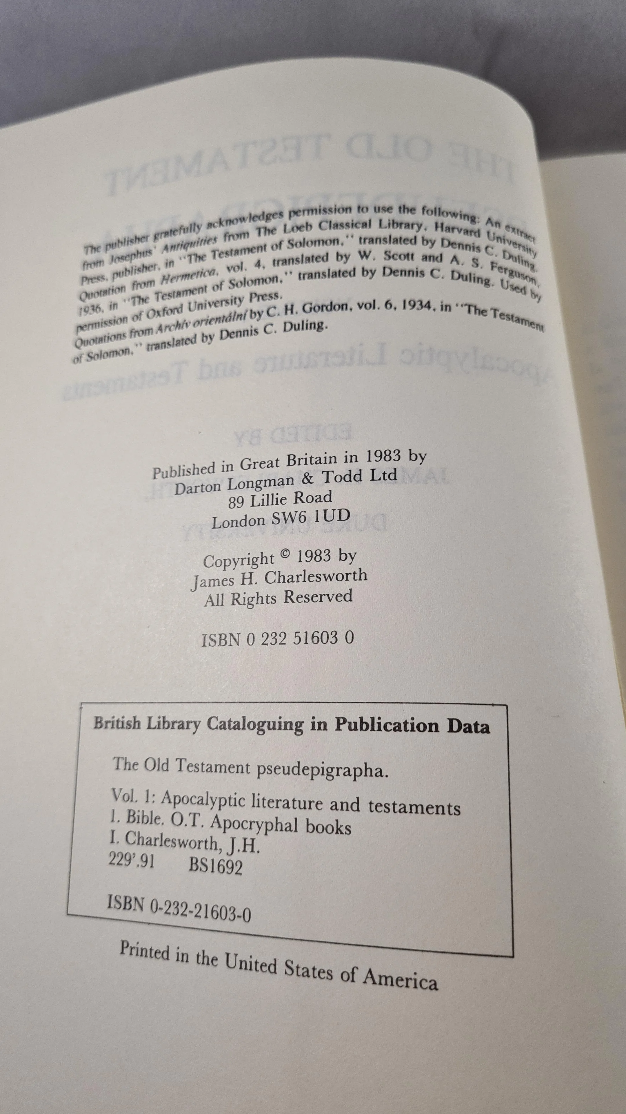 James H Charlesworth - The Old Testament Pseudepigrapha Volume 1 & 2, Darton, 1983