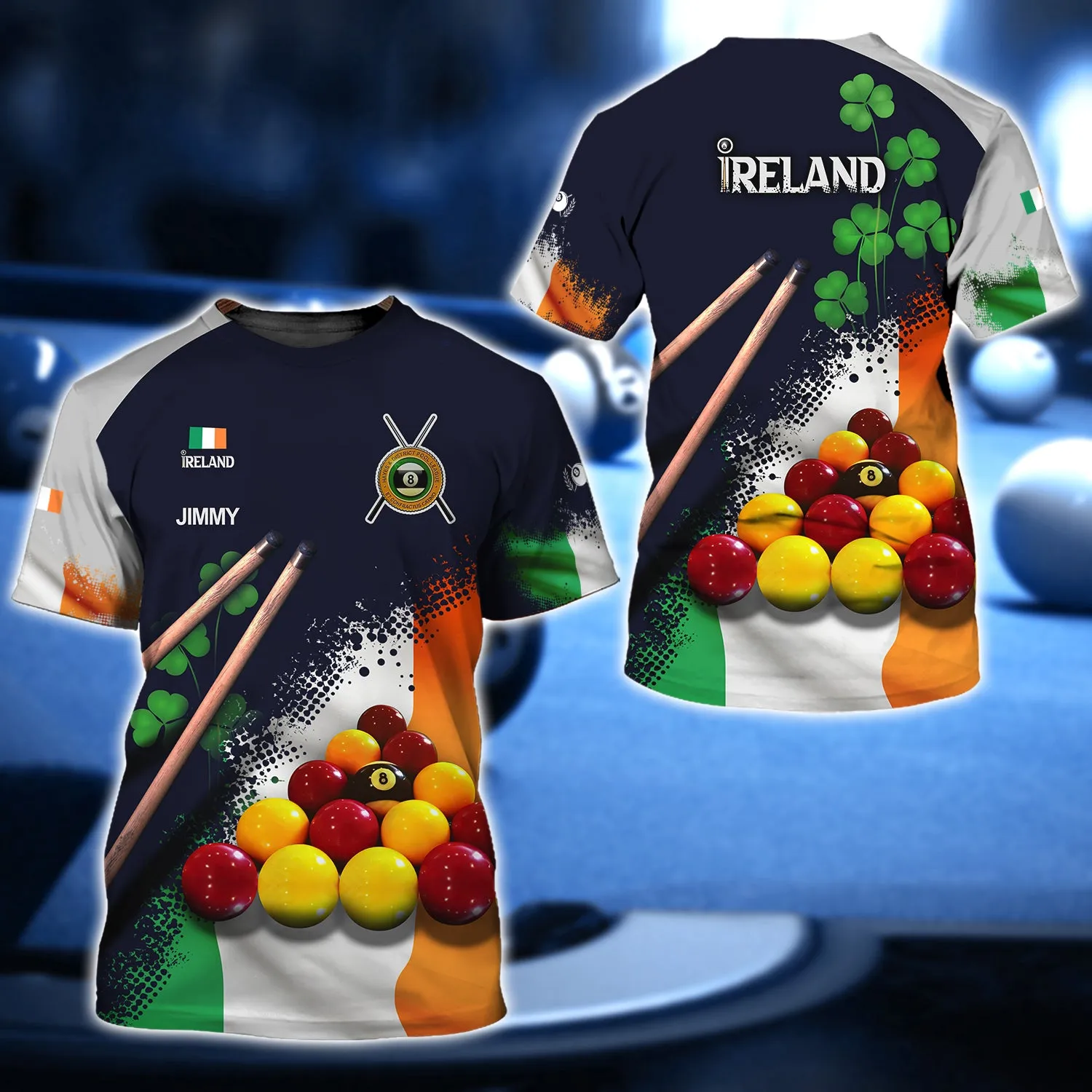 Jimmy Ireland Flag Billiard Red Yellow Ball 3D Shirt - QB95