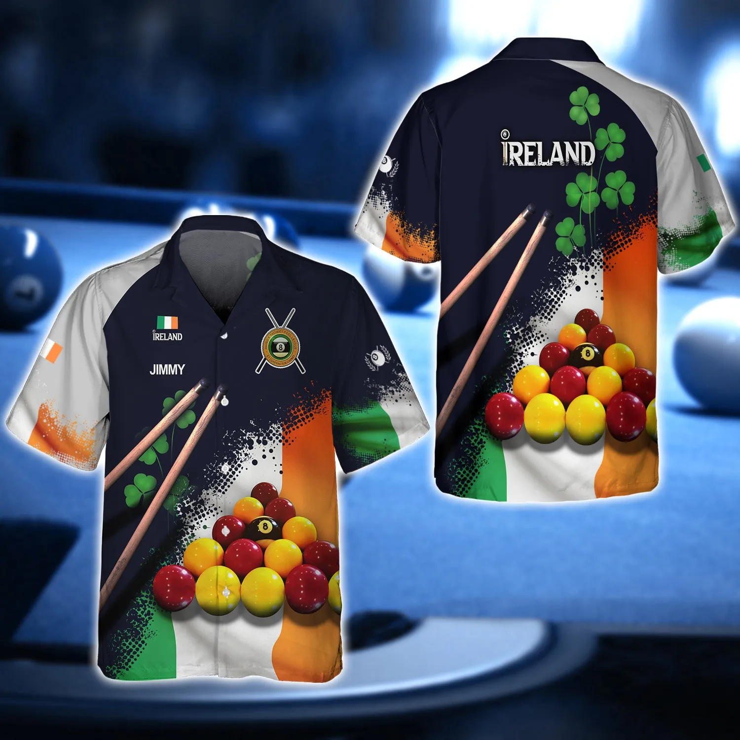 Jimmy Ireland Flag Billiard Red Yellow Ball 3D Shirt - QB95