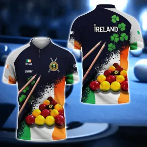 Jimmy Ireland Flag Billiard Red Yellow Ball 3D Shirt - QB95