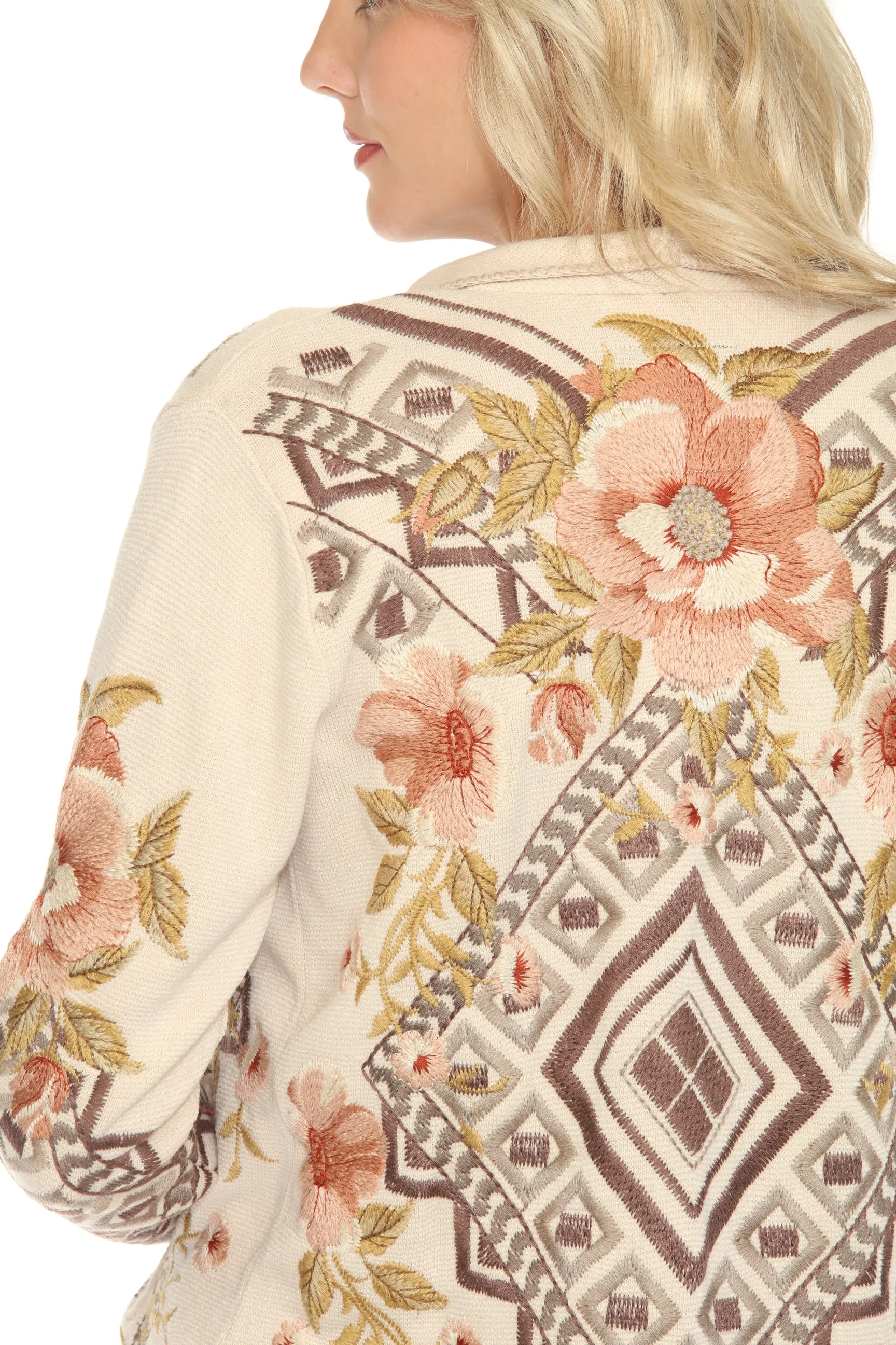 Johnny Was Biya Beige Bertram Short Sweater B56824A6