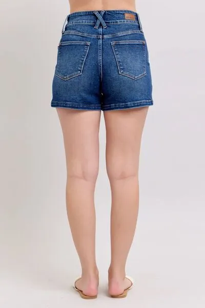 Judy Blue Double Button Waistband Denim Shorts Plus Size