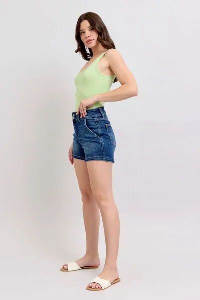Judy Blue Double Button Waistband Denim Shorts Plus Size