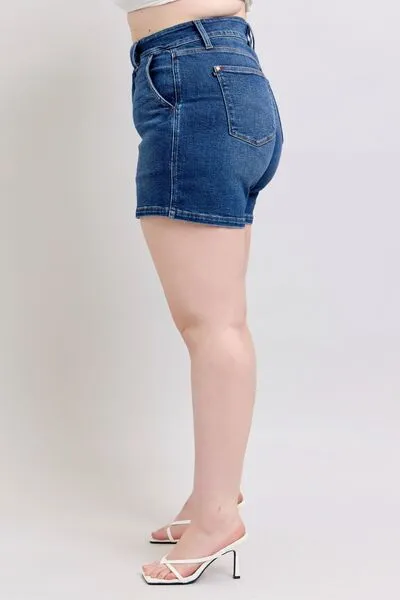 Judy Blue Double Button Waistband Denim Shorts Plus Size
