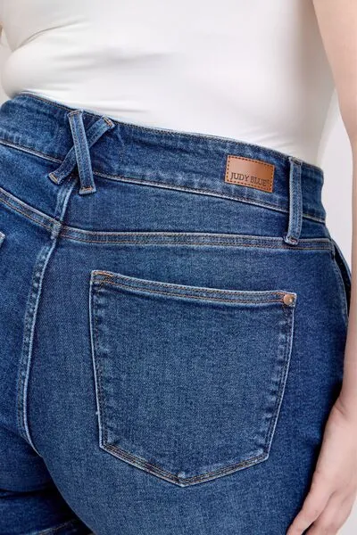 Judy Blue Double Button Waistband Denim Shorts Plus Size