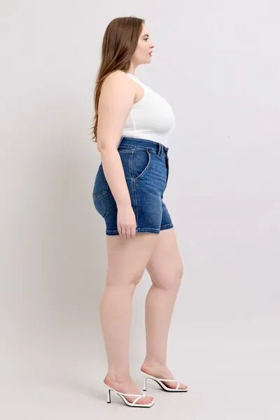 Judy Blue Full Size Double Button Waistband Denim Shorts Plus Size ONLINE EXCLUSIVE