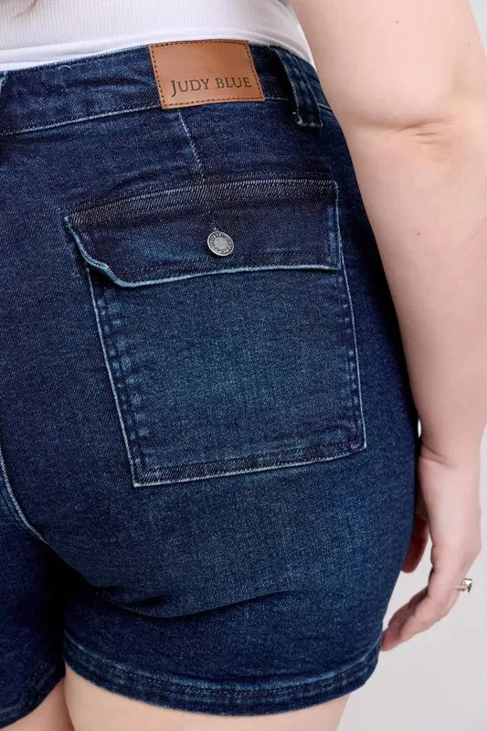 Judy Blue Full Size High Waist Back Flap Pocket Denim Shorts Plus Size