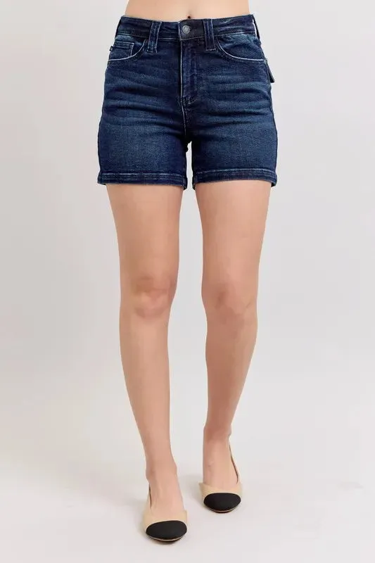 Judy Blue Full Size High Waist Back Flap Pocket Denim Shorts Plus Size