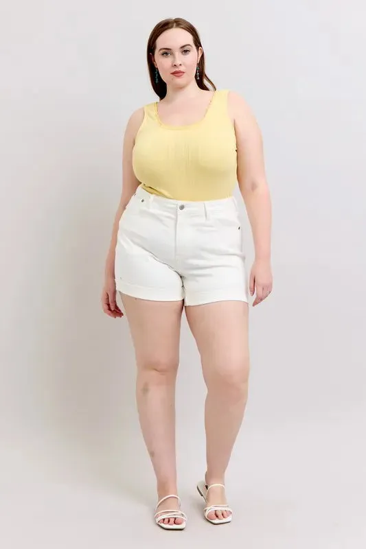 Judy Blue Full Size High Waist Double Roll Cuff Denim Shorts Plus Size