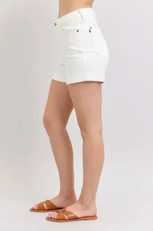 Judy Blue Full Size High Waist Double Roll Cuff Denim Shorts Plus Size