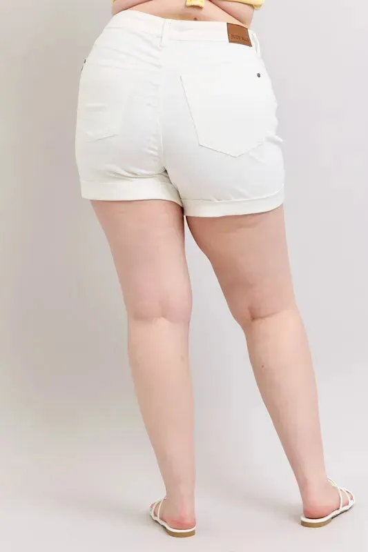 Judy Blue Full Size High Waist Double Roll Cuff Denim Shorts Plus Size