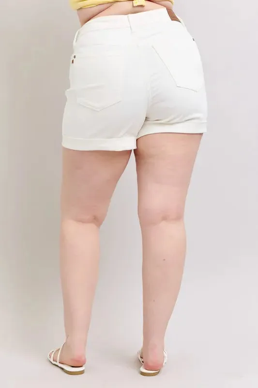 Judy Blue Full Size High Waist Double Roll Cuff Denim Shorts Plus Size