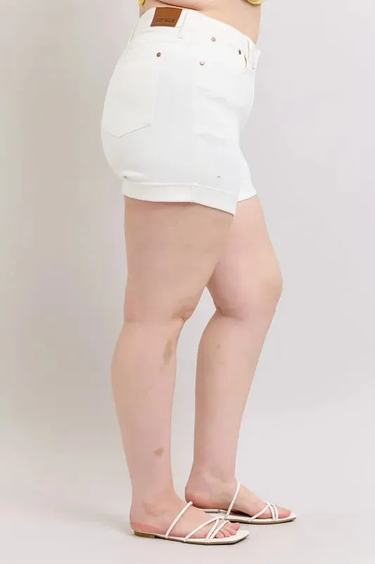 Judy Blue Full Size High Waist Double Roll Cuff Denim Shorts Plus Size