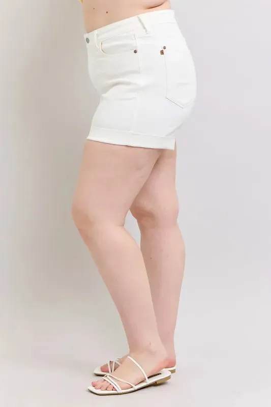 Judy Blue Full Size High Waist Double Roll Cuff Denim Shorts Plus Size