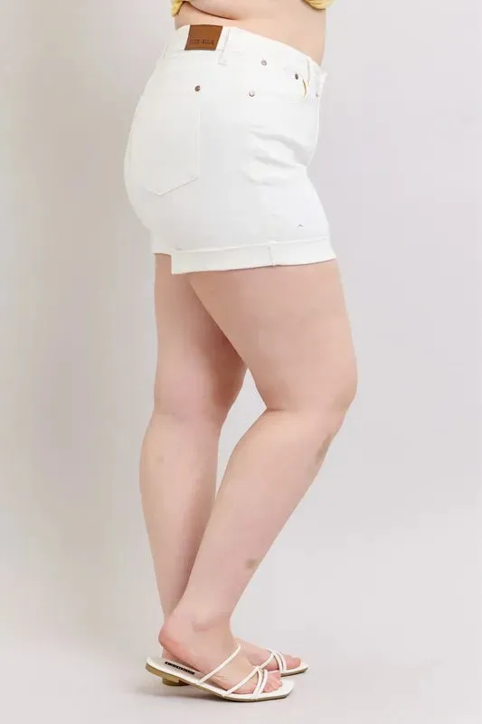 Judy Blue Full Size High Waist Double Roll Cuff Denim Shorts Plus Size