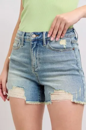 Judy Blue High Rise Destroyed Denim Shorts