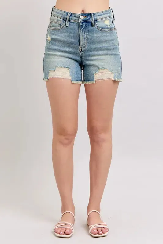 Judy Blue High Rise Destroyed Denim Shorts