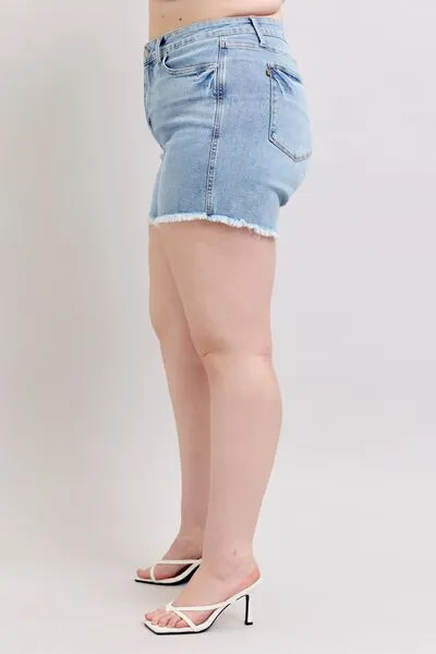 Judy Blue Tummy Control Raw Hem Denim Shorts