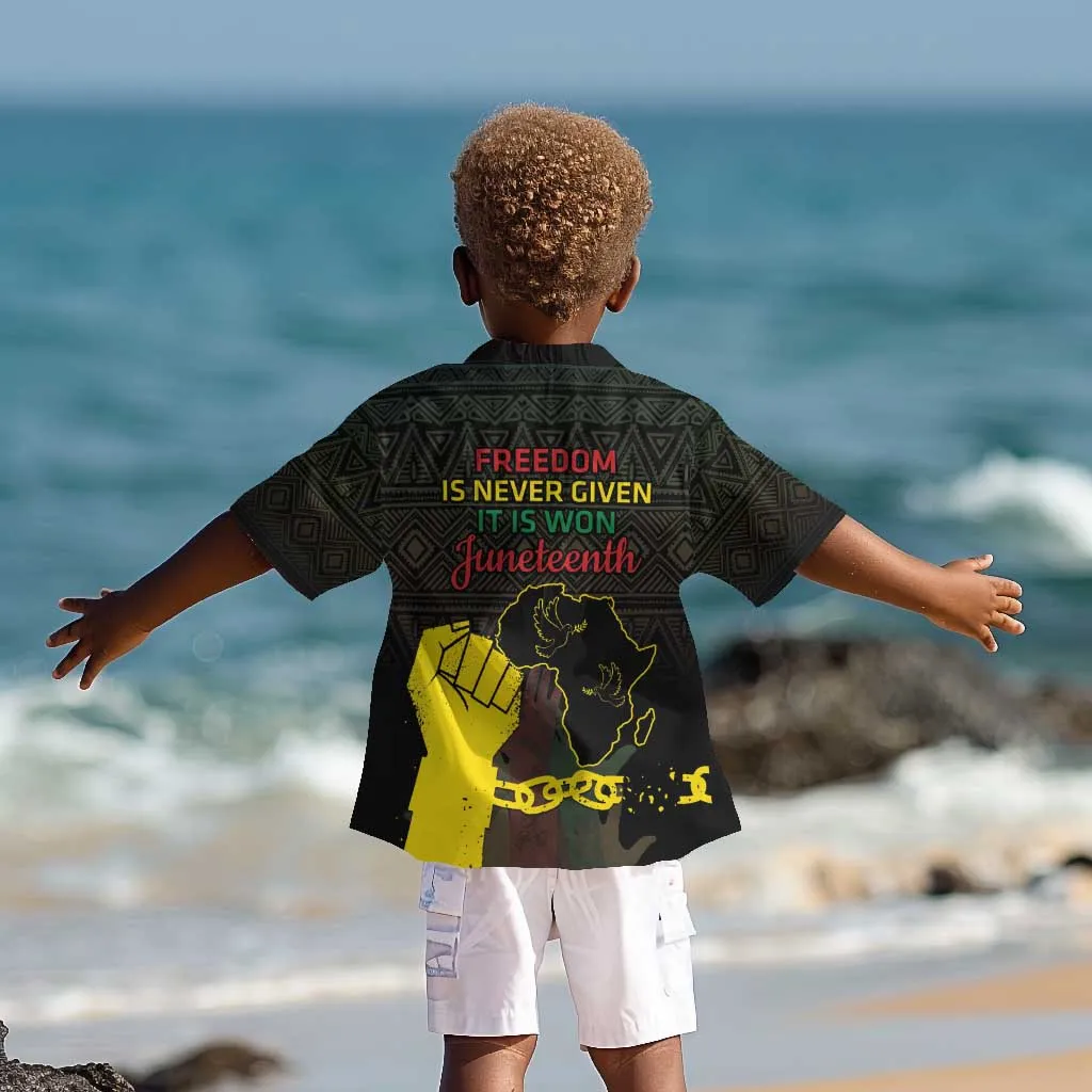 Juneteenth Freedom Day Kid Hawaiian Shirt 1865 Black Independence African Pattern LT14