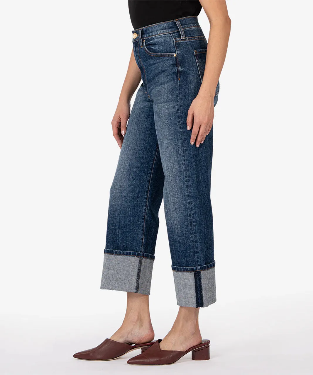 Karina Cuffed High Rise Wide Leg Denim