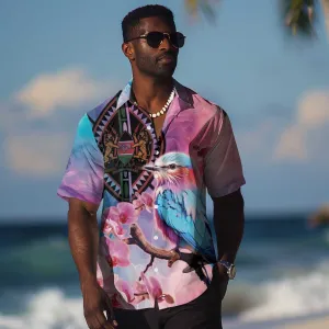 Kenya Lilac-Breasted Roller Hawaiian Shirt Coat Of Arms Mix Orchid LT14