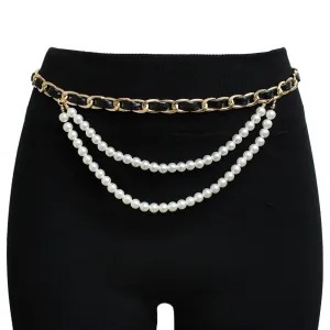 KM1011-Pearl Layered Chain Belt