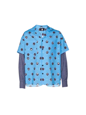 Layered Contrast-print Shirt