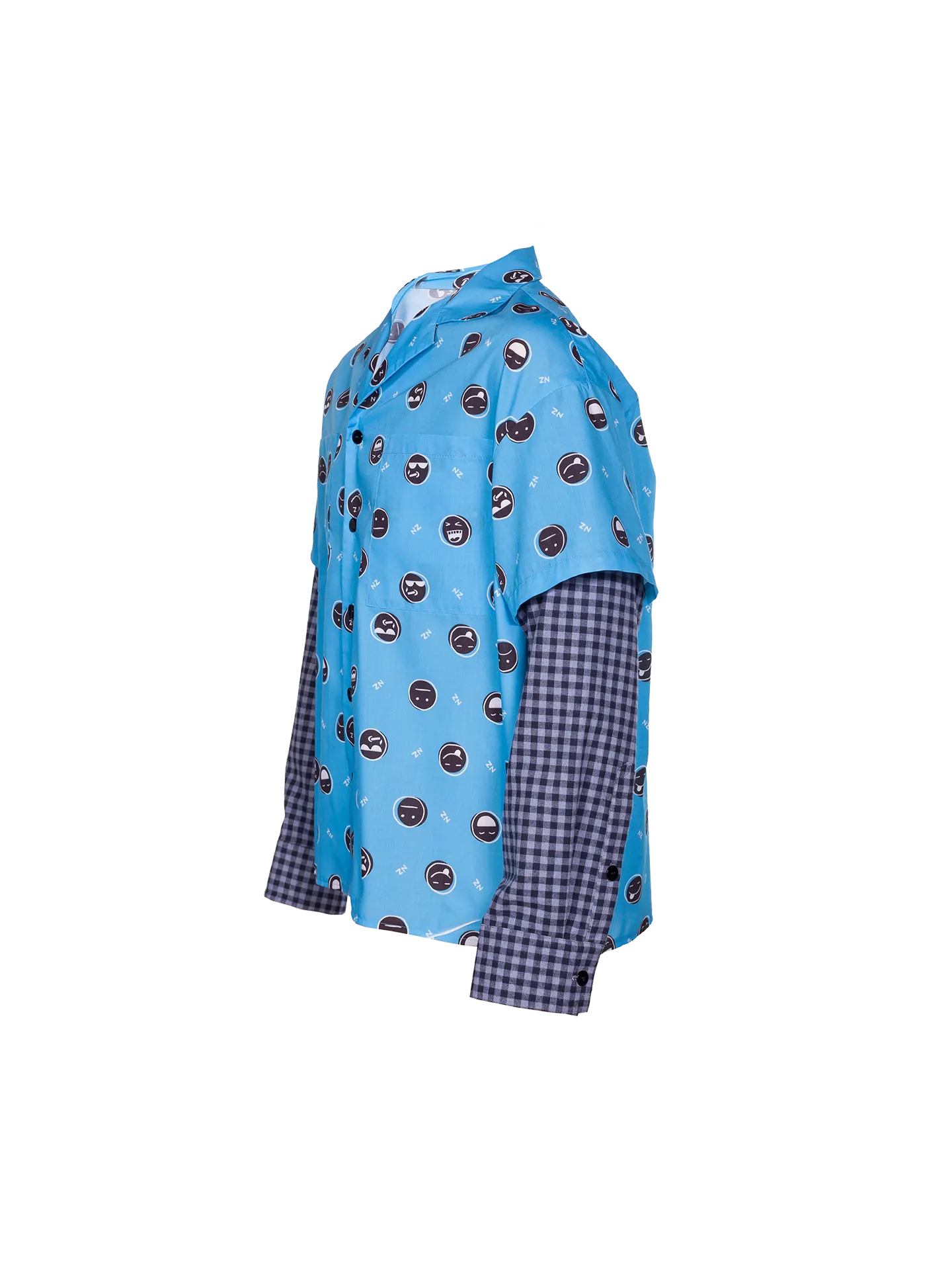 Layered Contrast-print Shirt