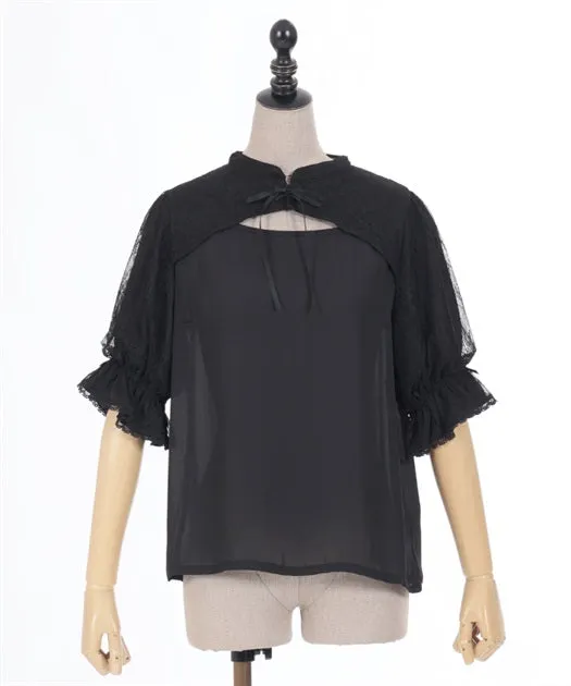 Layered Lace Short Sleeve Blouse