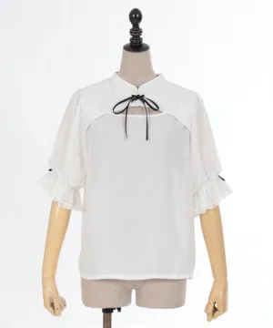 Layered Lace Short Sleeve Blouse
