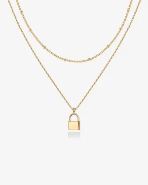 Layered Lock Pendant Necklace