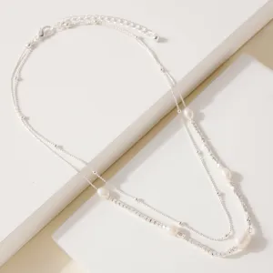 Layered Pearl Bead Necklace