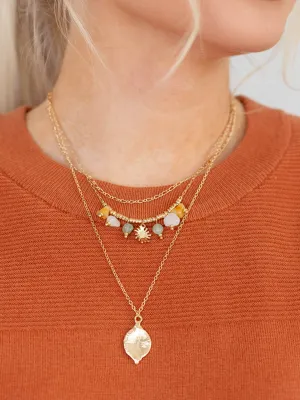 Layered Stone   Chain Necklace