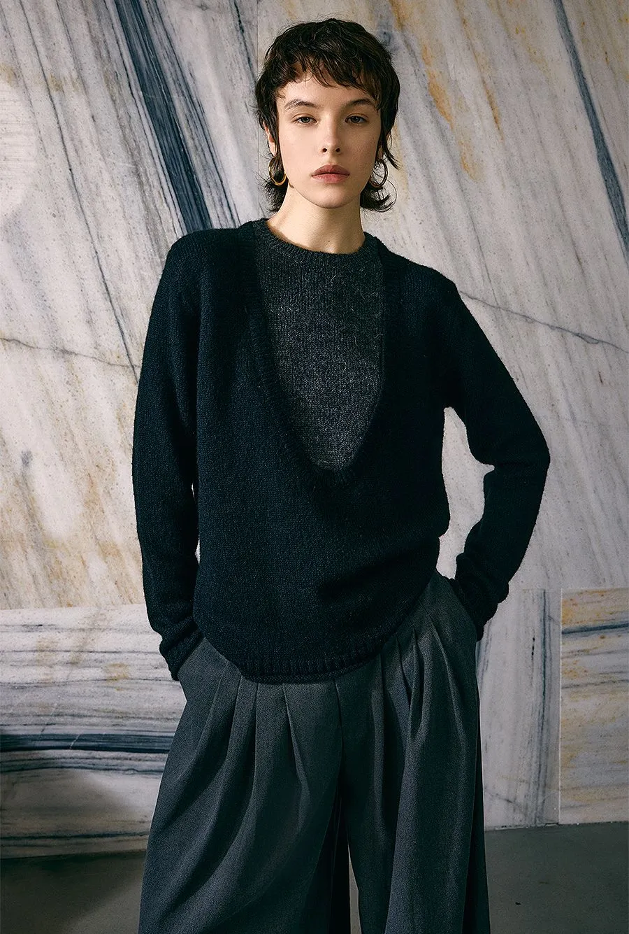Layered Wool-Mohair Sweater