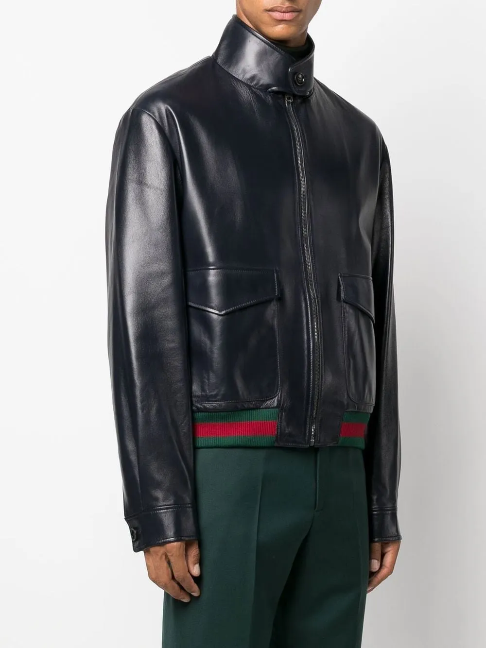 Leather bomber jacket