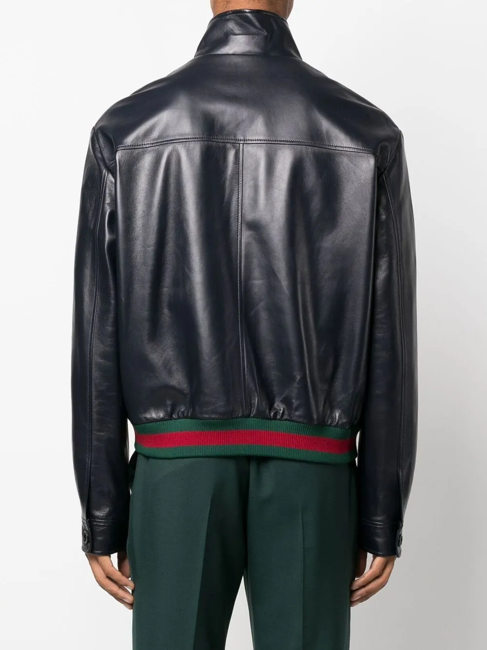 Leather bomber jacket