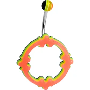 Light Orange Yellow Green Acrylic Multi-Layered Celtic Belly Ring