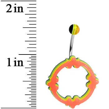 Light Orange Yellow Green Acrylic Multi-Layered Celtic Belly Ring