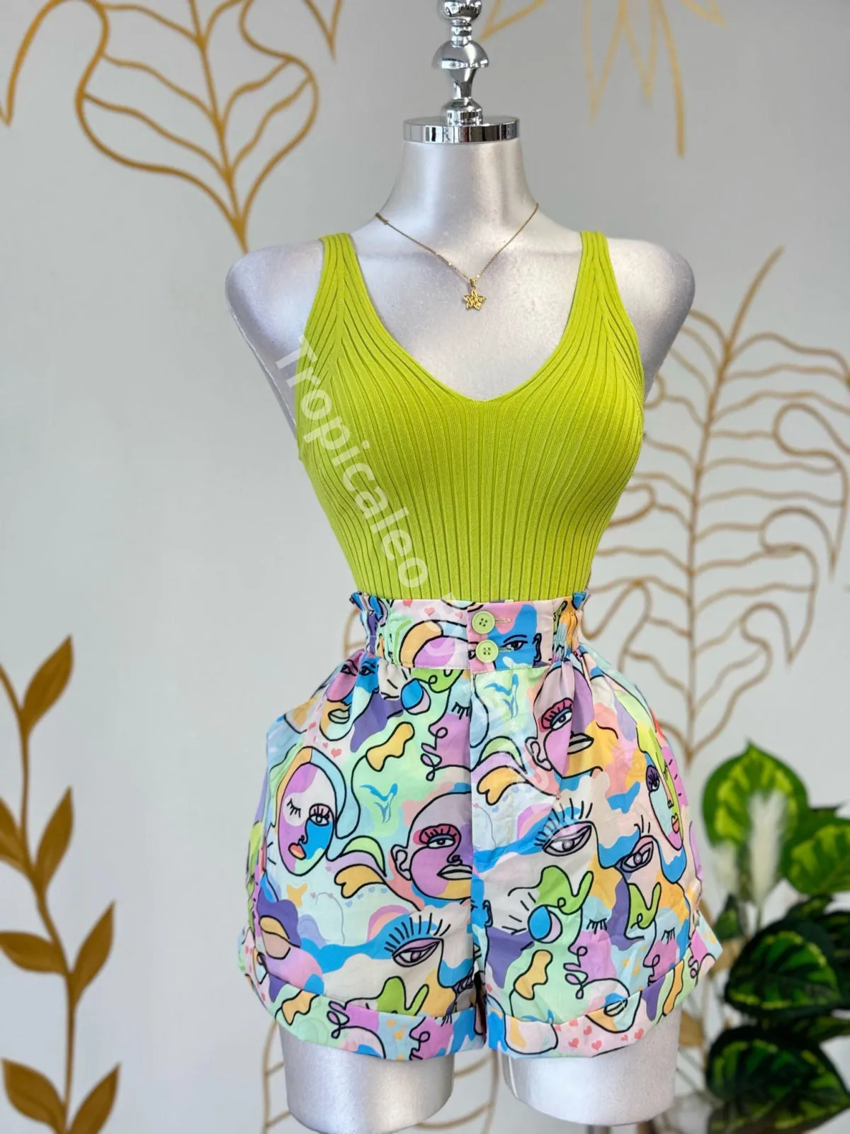Lime Ribbed Tank Top