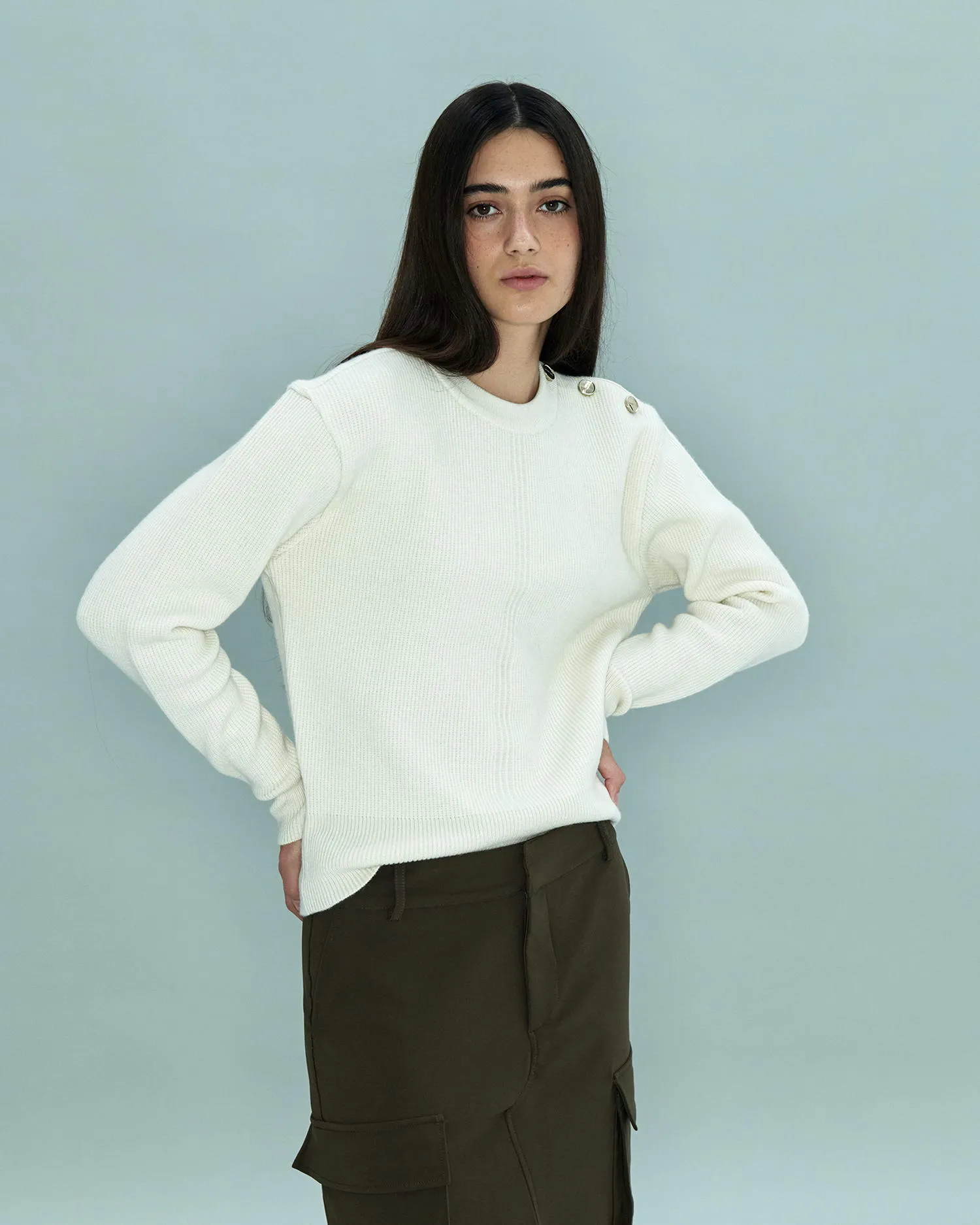 Line Sweater with Buttons