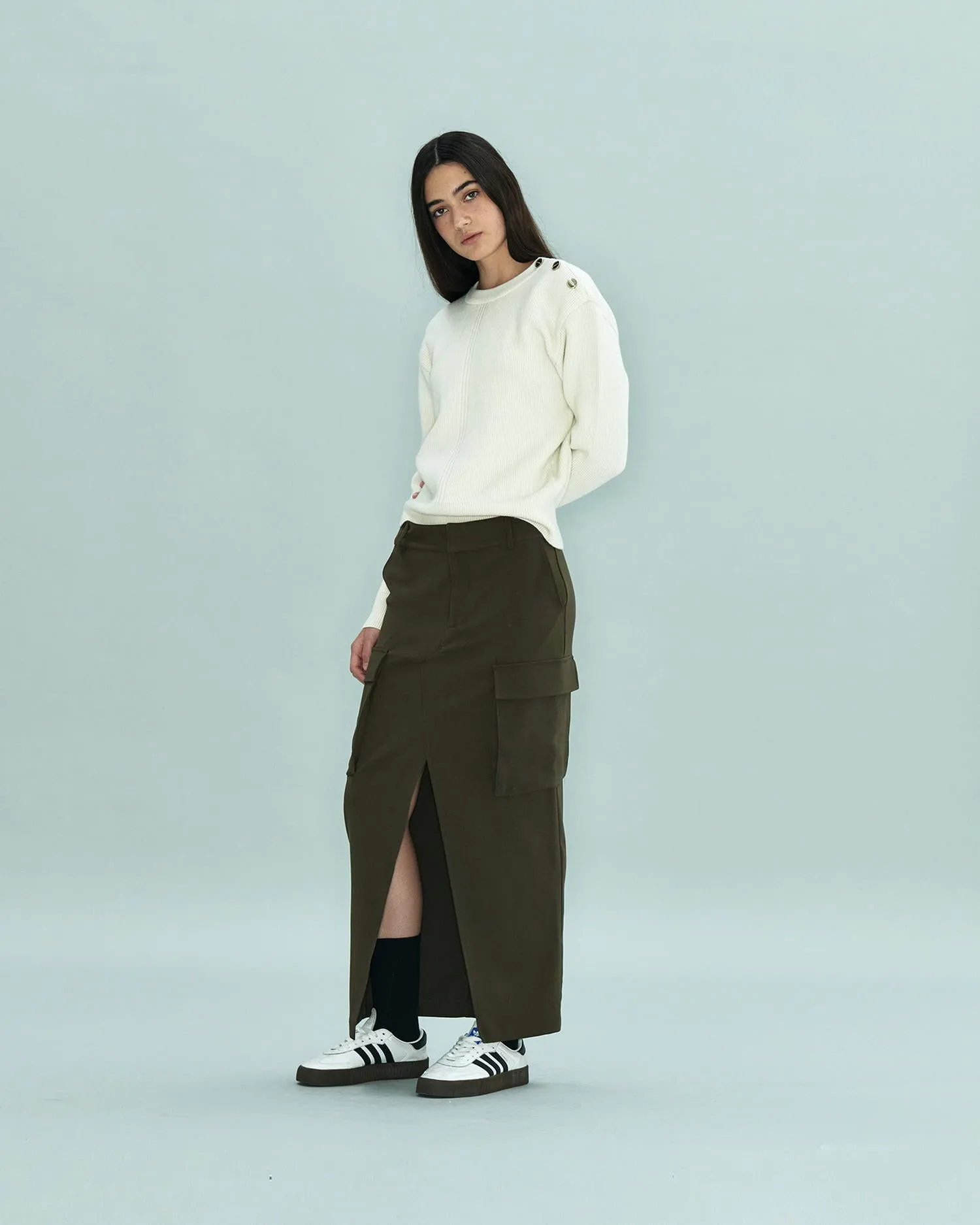 Line Sweater with Buttons