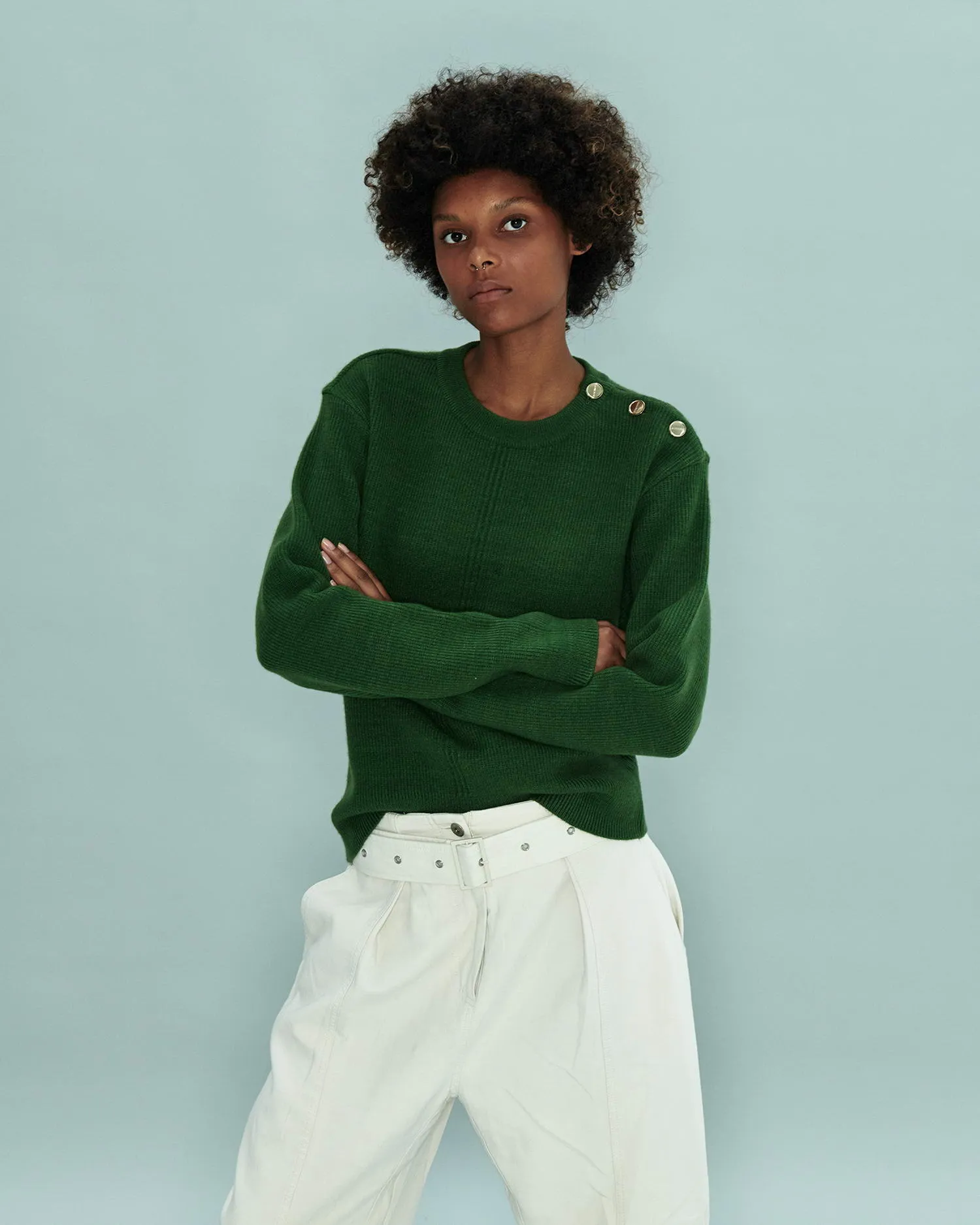 Line Sweater with Buttons